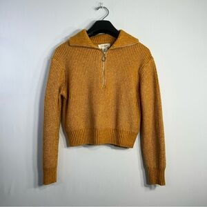 Jessica Simpson Cropped 1/2 Zip Y2K Soft Knitted Comfy Cozy Ribbed Sweater Sz S